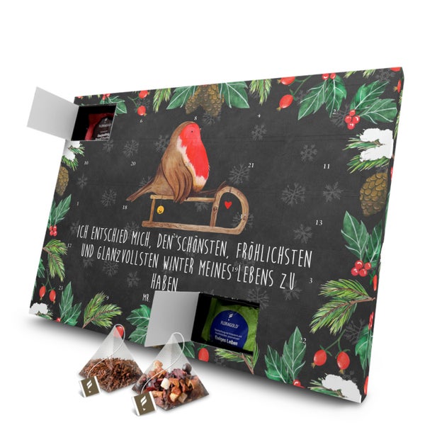 Mr. & Mrs. Panda Tee Adventskalender Rotkehlchen Schlitten - Schwarz
