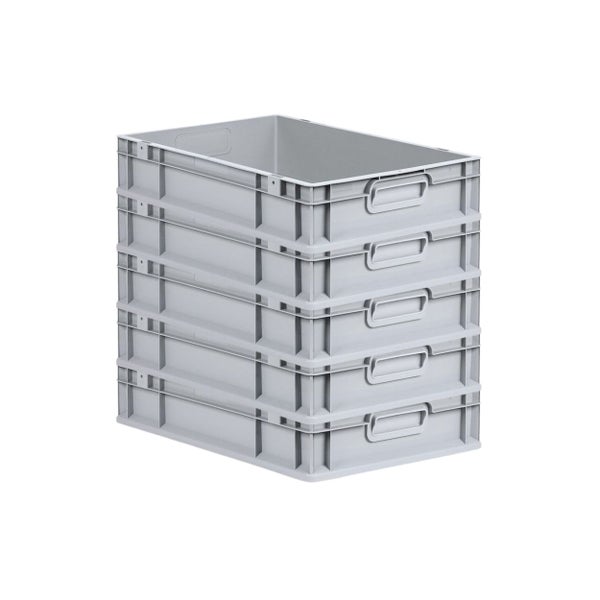 PROREGAL Spar Set 5x Eurobox Nextgen Economy Mit Scharnierdeckel & Gelben Schiebeschnappverschlüsse Griffe Geschlossen HxBxT 12 x 40 x 60 cm 23 Liter