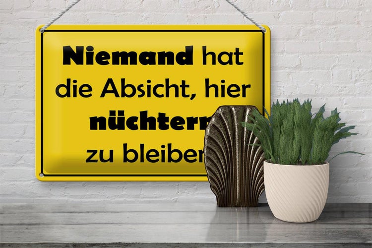 Blechschild Spruch 30x20cm Keine Absicht nüchtern zu bleiben