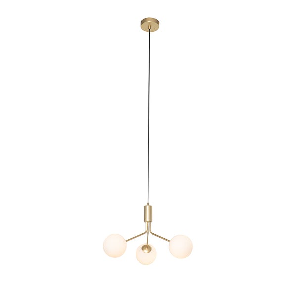 Goldfarbene Hängelampe mit drei Leuchtkörpern