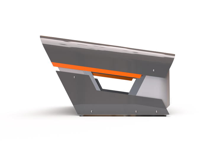 Moderne Designbank mit geometrischen Formen und Metallelementen