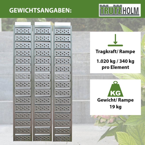 DREIBREIT by TRUTZHOLM 3-fach Auffahrrampe klappbar 215cm 1020kg Alu gelocht Verladerampe