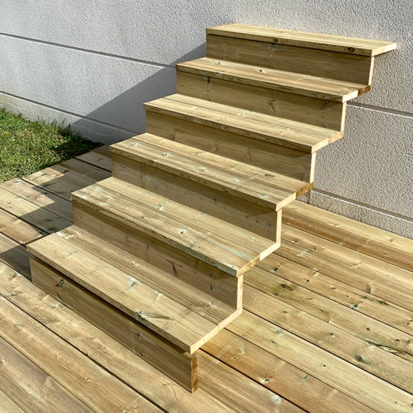 Treppe Holz H105cm 6 Stufen, Breite 100cm, MIT Setzstufen