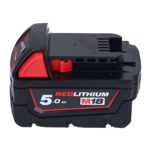 Milwaukee M18 REDLITHIUM Akku mit 5,0 Amperestunden und 18 Volt Spannung.
