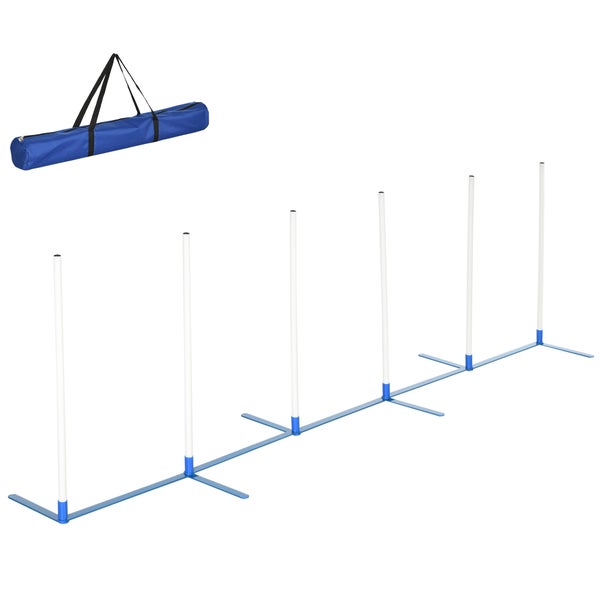 PawHut Agility-Ausrüstung, 305L x 60T x 94H cm, PE-Kunststoff, Weiß+Blau