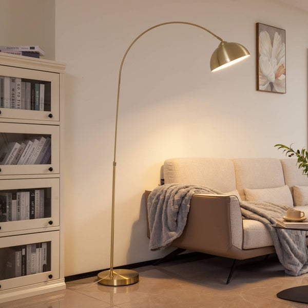 Lindby Stehlampe (Bogenleuchte) Lennart (Modern) in Gold / Messing aus Metall (1 flammig, E27) - Bogenlampe Stehleuchte Floor Lamp Standleuchte Wohnzimmerlampe Wohnzimmerleuchte