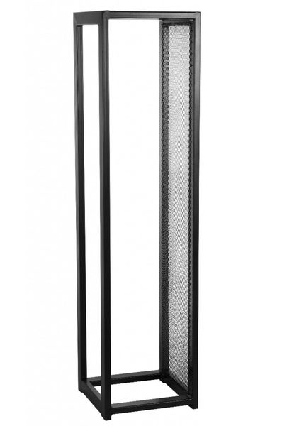 Schwarze Dekosäule mit Metallgitter