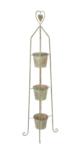FRANK FLECHTWAREN | Pflanzsäule Herz, METALL, 25 x 20 x 104 cm