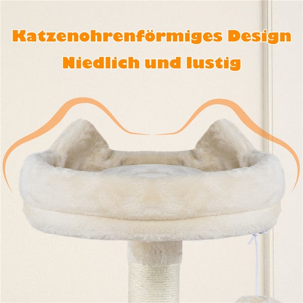 Kratzbaum mit Katzenohren-Design und weichem Plüsch