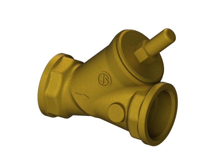 Schrägsitzventil aus Messing für Sanitärinstallationen.