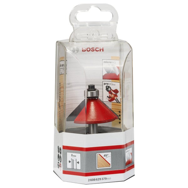 Bosch Fasefräser 8 mm D 44 mm L 18,5 mm G 61 mm - 2608629379