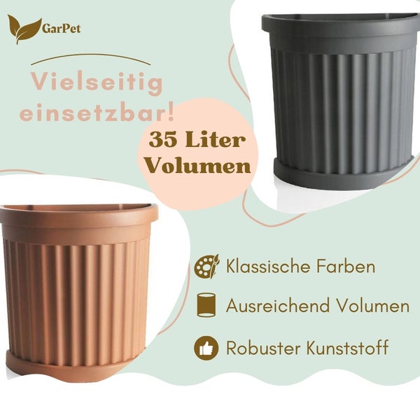 Pflanzkübel Halbrund direkt an der Wand Pflanzkübel Groß Außen Blumenkübel Outdoor Pflanztopf Pflanzkasten Blumentopf terracotta
