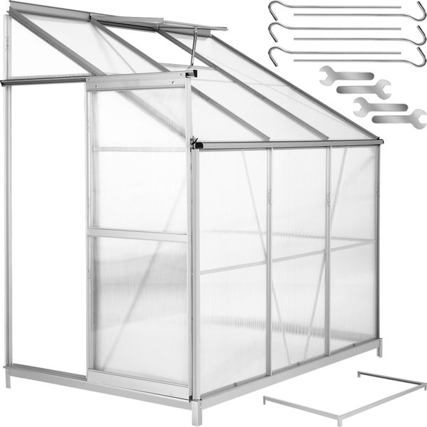 Anlehngewächshaus tectake  4,09 m³, mit Fundament 192 x 128 x 202 cm