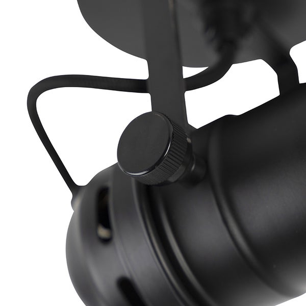 Detailaufnahme einer schwarzen Deckenleuchte mit Verstellknopf