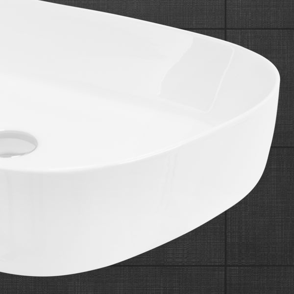 ML-Design Waschbecken aus Keramik in Weiß glänzend 55 x 42 x 14 cm, Oval, Moderne Aufsatzwaschbecken, Design Waschtisch Aufsatz-Waschschale Waschplatz Handwaschbecken, für das Badezimmer / Gäste-WC