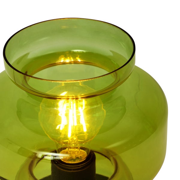 Grüne Glas Tischleuchte mit Glühbirne