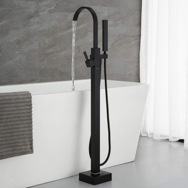 Home Deluxe - Design Standarmatur - SKY Matt Schwarz - Höhe: 112 cm, inkl. Handbrause I freistehende Armatur Wannenbrause Wanneneinlass