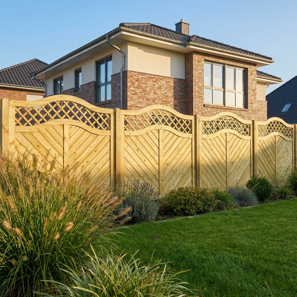 Holzzaun-Element mit Fischgrätenmuster