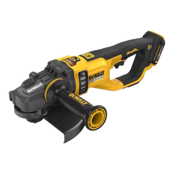 DeWalt Akku Winkelschleifer mit bürstenlosem Motor und 54 Volt Leistung für anspruchsvolle Trenn- und Schleifarbeiten.