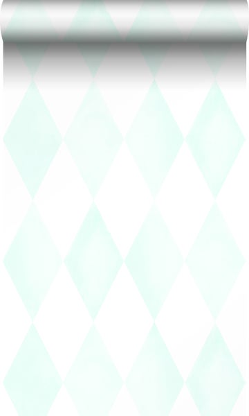 Origin Wallcoverings Tapete Karomuster Weiß und Pastell Mintgrün - 53 cm x 10.05 m - 337218