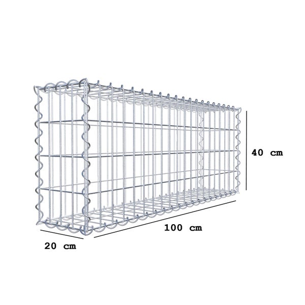 Gabione 100 cm x 40 cm x 20 cm (L x H x T), Maschenweite 5 cm x 10 cm, Spirale