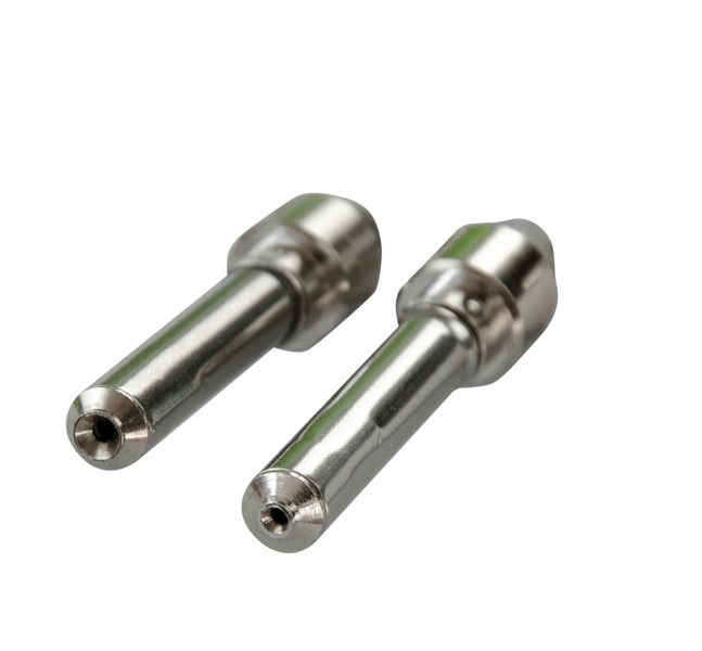 Zwei metallische Steckbolzen mit zylindrischem Schaft für Befestigungsanwendungen.