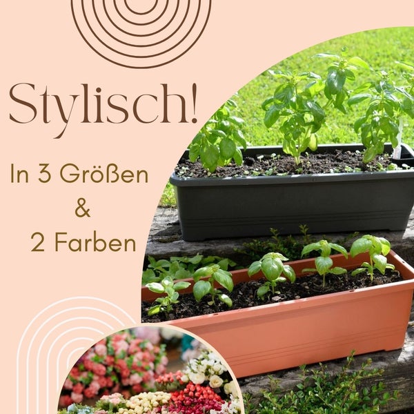 Blumenkasten Fensterbank Außen Blumenkasten Balkongeländer Balkonkasten mit Wasserspeicher Metall Halterung Pflanzkasten Outdoor 80 cm terrakotta