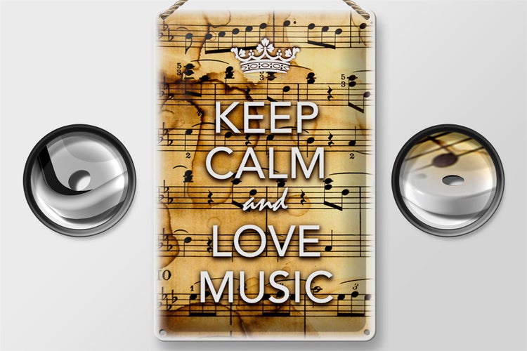 Blechschild Spruch 20x30cm Keep Calm and love music