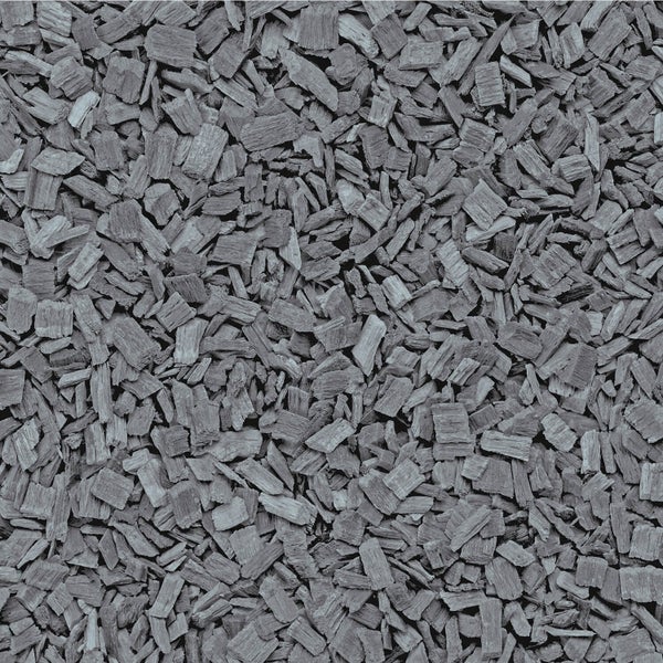 Dekorative Holzschnitzel in Anthrazit zur Bodenabdeckung im Garten und in Beeten.