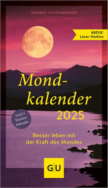 Mondkalender 2025 Besser leben mit der Kraft des Mondes, Maße (B/H): 9,5 x 16 cm, Lutzi's Taschenkalender, Lebenshilfe
