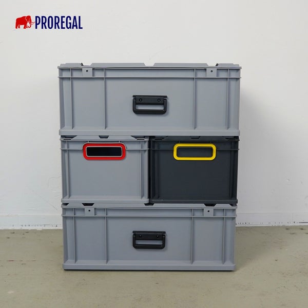 PROREGAL Spar Set 5x Eurobox Nextgen Color HxBxT 17 x 40 x 60 cm 34 Liter Griffe Gelb Geschlossen Glatter Boden Eurobehälter Transportbox