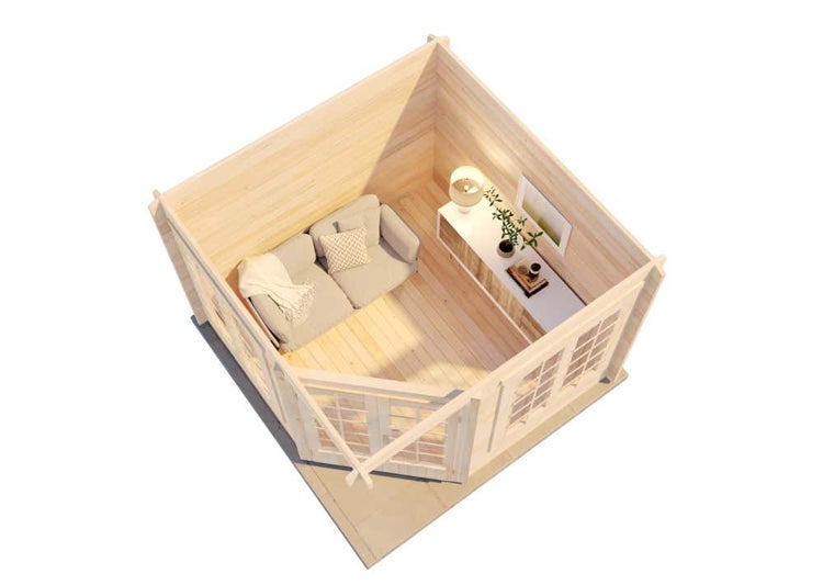 Alpholz 5-Eck Gartenhaus Josephine-40 A Gartenhaus aus Holz in Pinie, Holzhaus mit 40 mm Wandstärke, Blockbohlenhaus mit Montagematerial imprägniert 3x3m
