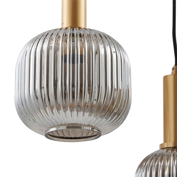 Lindby Pendelleuchte Doroteo (Retro, Vintage Antik) in Alu aus Glas (5 flammig E27) - Deckenlampe Esstischlampe Hängelampe Hängeleuchte Wohnzimmerleuchte