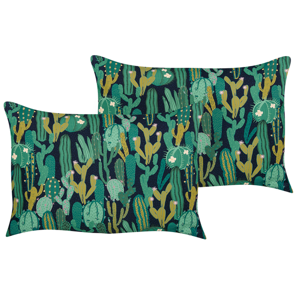 Gartenkissen 2er Set BUSSANA Pflanzenmuster 40 x 60 cm Grün