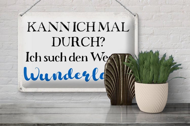 Blechschild Spruch 30x20cm ich such den Weg ins Wunderland