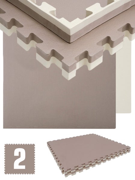 1.6qm Kampfsportmatte 4cm - 2 Judo Matten für Zuhause 90x90 cm Beige Braun