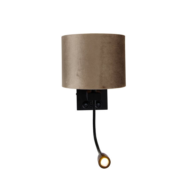 Wandleuchte mit Leselampe und Stoffschirm