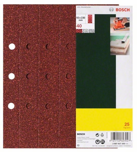 Bosch Schleifblatt-Set für Schwingschleifer 25tlg. 8 Löcher (B+D) 93 x 230 mm 240 - 2607017108