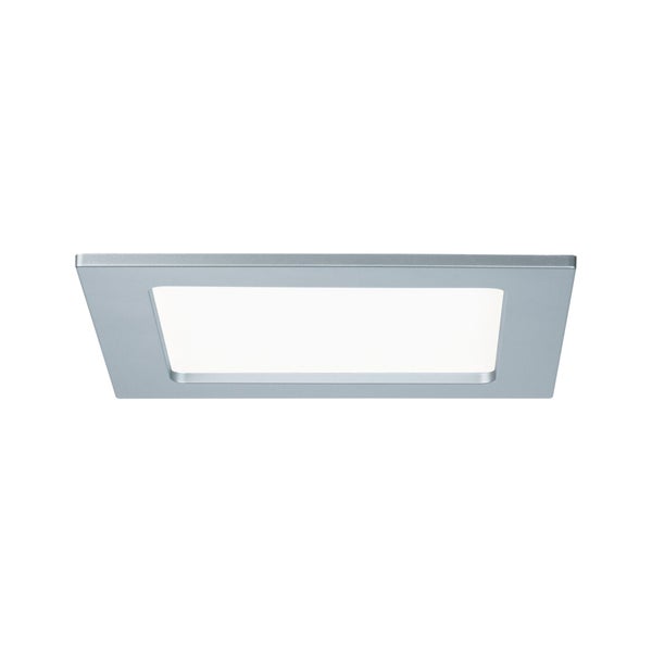 Quadratische LED Einbauleuchte für die Deckenmontage mit flachem Gehäuse und diffuser Lichtfläche