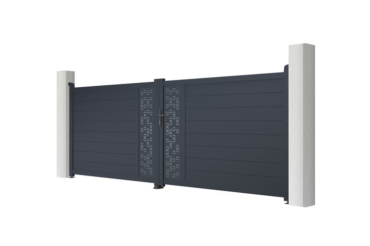 Doppelflügeltor aus Aluminium 4m ADULA 400B140 Grau