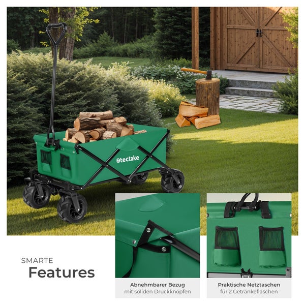Bollerwagen tectake Heidrun inklusive Tragetasche, Belastbarkeit 80 kg faltbar grün