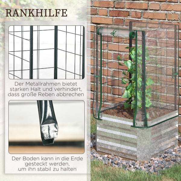 Outsunny Hochbeet, 53L x 53B x 90H cm, Verzinkter Stahl, mehrfarbig