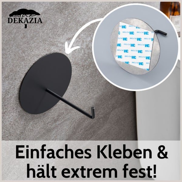 DEKAZIA® Toilettenpapierhalter ohne Bohren schwarz Toilettenpapierhalter schwarz matt Klopapierhalter ohne Bohren Klorollenhalter ohne Bohren Klopapierhalter Toilettenpapierhalter WC Papier Halterung
