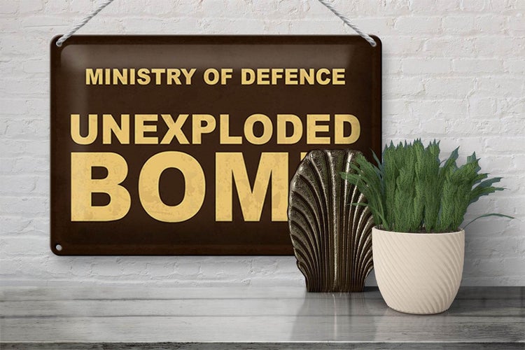 Blechschild Spruch 30x20cm ministry of defence unexploded
