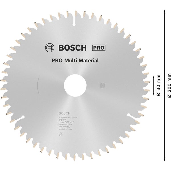 Bosch PRO Multi Material Kreissägeblatt 200 x 2,4 x 30 mm - 2608640510