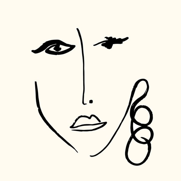 Illustration eines Frauengesichts mit Ohrring