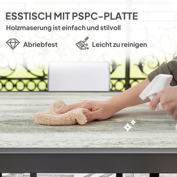 Outsunny Sitzgruppe 3 tlg. Essgruppe für 2 Personen Esstisch mit 2 Stapelbare Stühle, Bistroset Esszimmergruppe Küchentisch-Set mit Stahlgestell Balkonmöbel Gartenmöbel für Terrasse, Balkon Grau