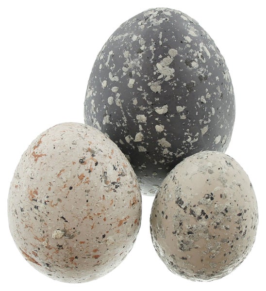 FRANK FLECHTWAREN | Deko-Ei Granit, 3er Set, KERAMIK, Höhe 10 cm, 13 cm, 15 cm
