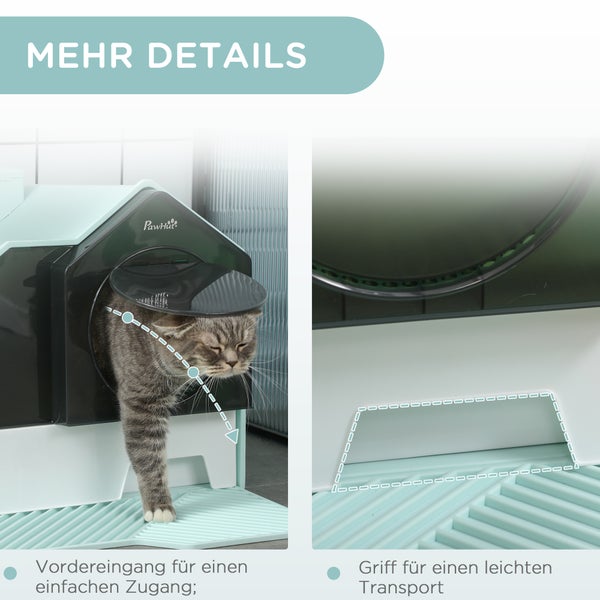 PawHut Katzentoilette, 47L x 45B x 42H cm, Kunststoff, ABS, Hellblau