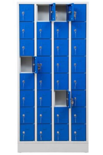 PROREGAL Schließfachschrank Seagull 32 Fächer HxBxT 168 x 80 x 15 cm Grau-Blau